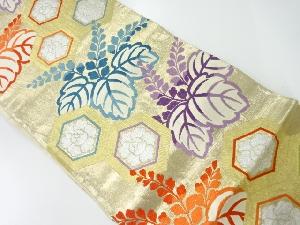 アンティーク　亀甲に桐・花模様織出し袋帯（材料）